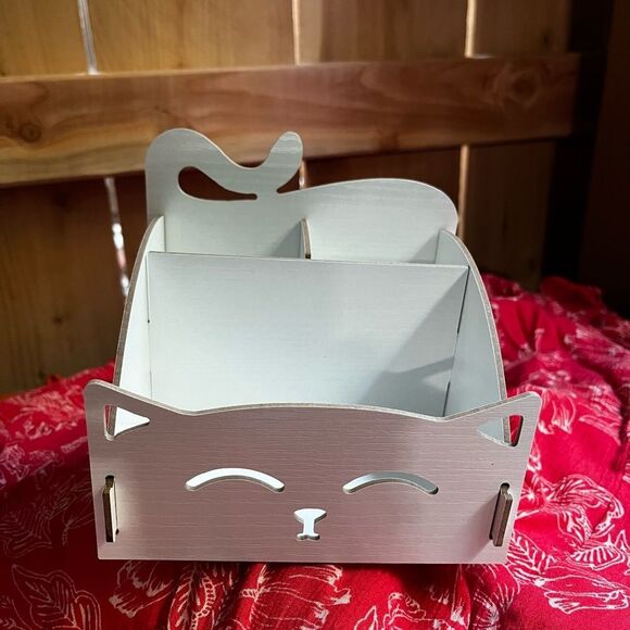 Kitty Cat Meow Meow White Pen and Pencil Holder - Picture 9 of 9